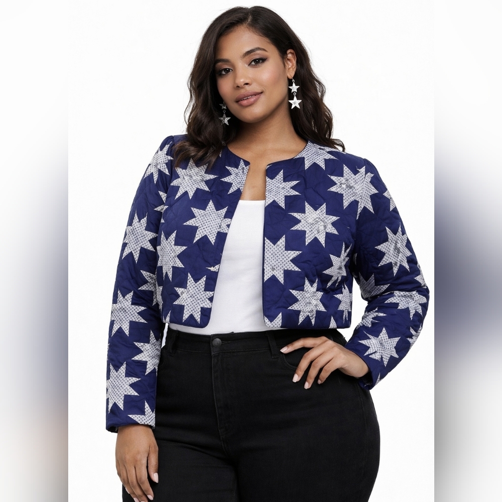 Nwt Time and Tru Quilted Star Print Cropped Jacket Lone Star Quiltcore Sz 20 XXL